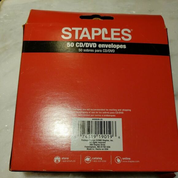 Staples Open End CD/DVD Envelopes, 5" x 5", White, 50/Box - Picture 3 of 3